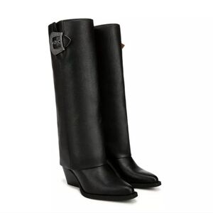 Zodiac Womens Rowena-Wings Zip Tall Black Western Boots Size 8.5